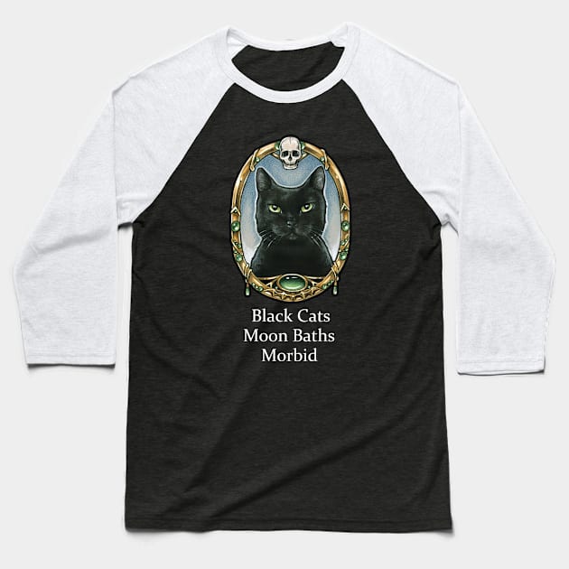 Black Cats, Moon Baths, Morbid Baseball T-Shirt by Nat Ewert Art